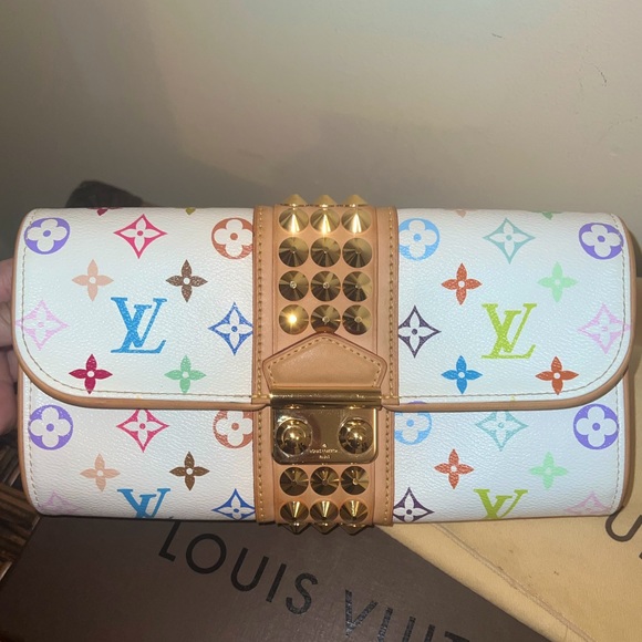 Louis Vuitton Handbags - LOUIS VUITTON Monogram Multicolor Courtney Spike Clutch White